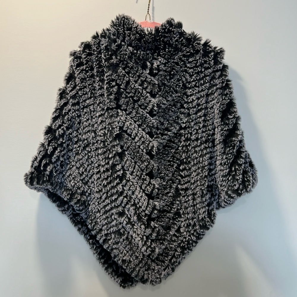 Faux fur cape poncho - asymmetrical with slight turtleneck from J McLaughlin